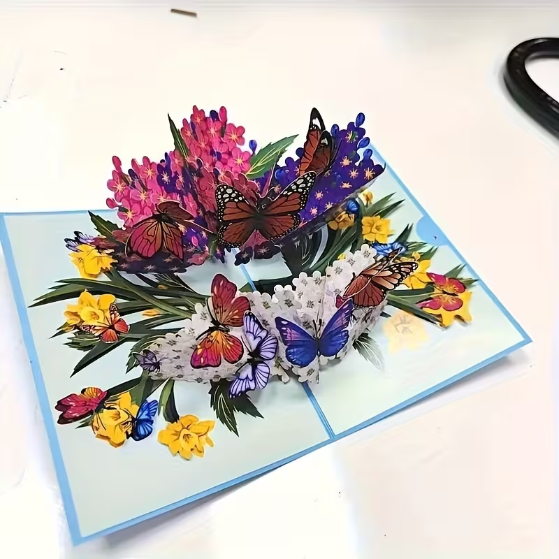 NEW Handmade 3D Butterfly Floral Greeting Card Vibrant Design, FREE SHIPPING - FranksFunkyStuff