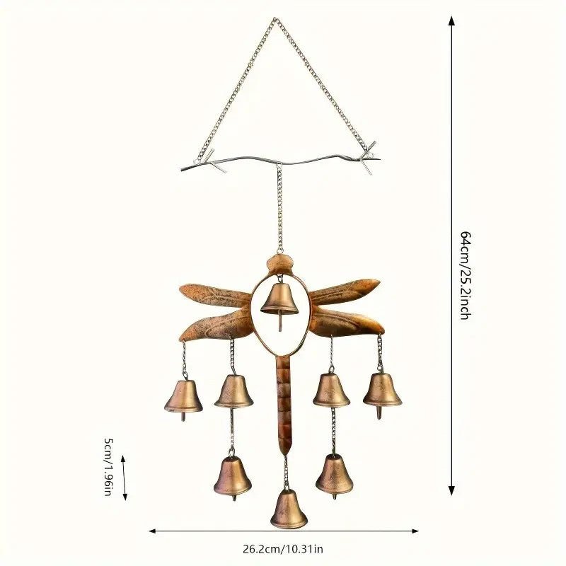 NEW Handmade Dragonfly Copper and Metal Wind Chime With Bells - FranksFunkyStuff