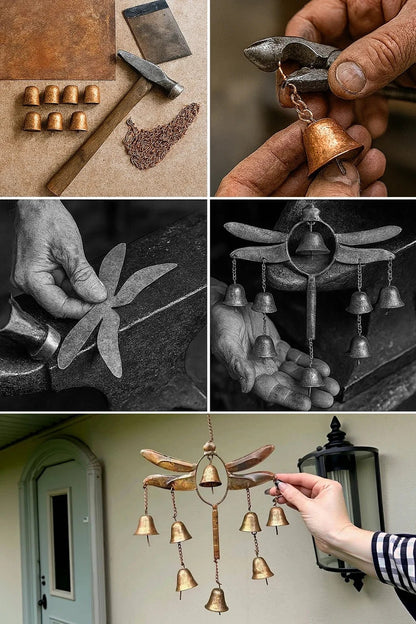 NEW Handmade Dragonfly Copper and Metal Wind Chime With Bells - FranksFunkyStuff