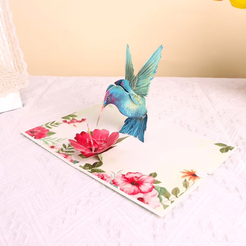 NEW Hibiscus Hummingbird 3D Card, Free Shipping - FranksFunkyStuff