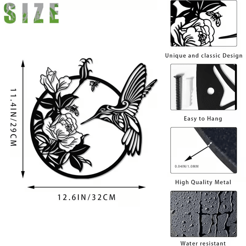 NEW Hummingbird Metal Wall Art Abstract Bird Silhouette - FranksFunkyStuff
