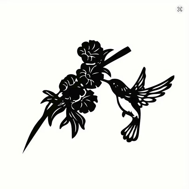 NEW Hummingbird With Flowers Metal Silhouette Wall Art - FranksFunkyStuff
