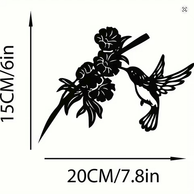 NEW Hummingbird With Flowers Metal Silhouette Wall Art - FranksFunkyStuff