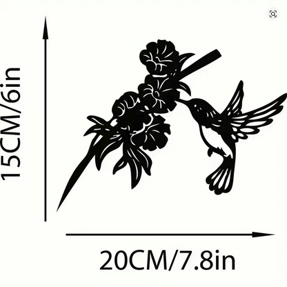 NEW Hummingbird With Flowers Metal Silhouette Wall Art - FranksFunkyStuff