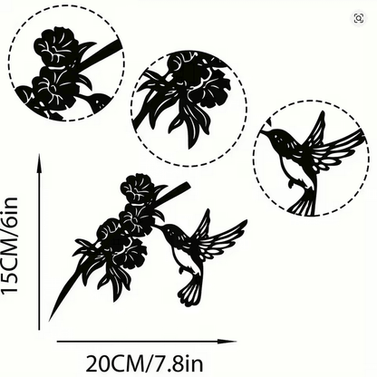 NEW Hummingbird With Flowers Metal Silhouette Wall Art - FranksFunkyStuff