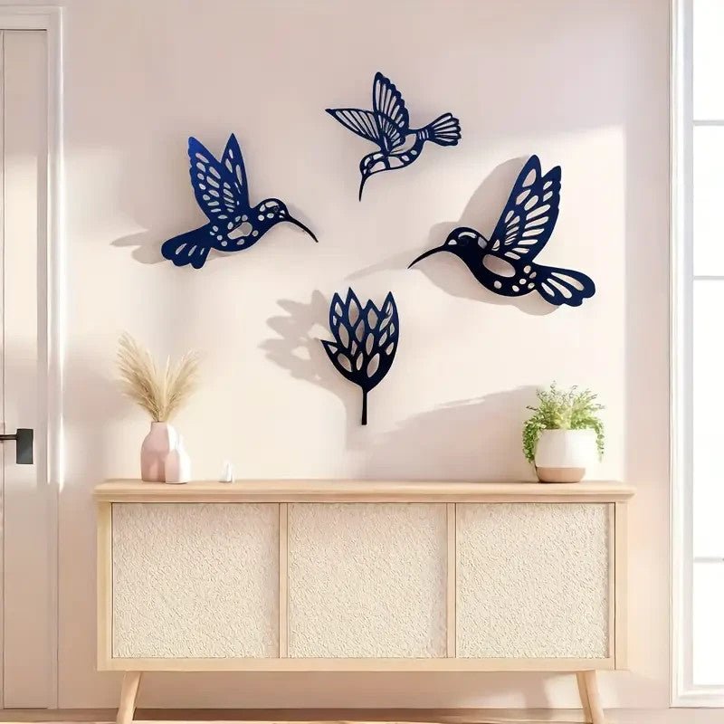 NEW , Hummingbirds and Flower Silhouette 4 Pieces Total - FranksFunkyStuff