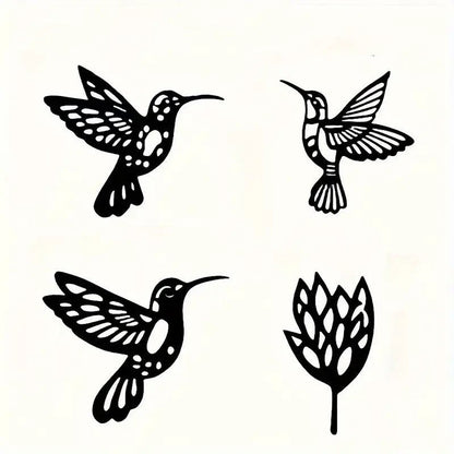 NEW , Hummingbirds and Flower Silhouette 4 Pieces Total - FranksFunkyStuff