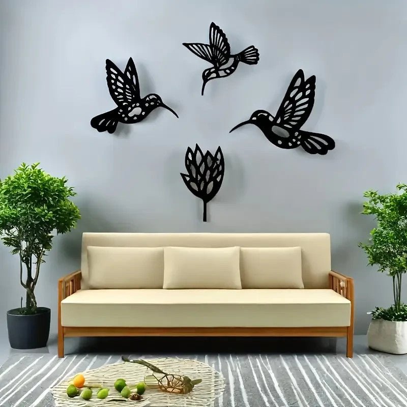 NEW , Hummingbirds and Flower Silhouette 4 Pieces Total - FranksFunkyStuff