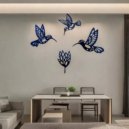 NEW , Hummingbirds and Flower Silhouette 4 Pieces Total - FranksFunkyStuff