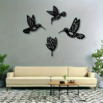 NEW , Hummingbirds and Flower Silhouette 4 Pieces Total - FranksFunkyStuff