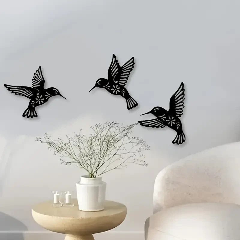 NEW Hummingbirds Metal Wall Decorations 3 Birds - FranksFunkyStuff