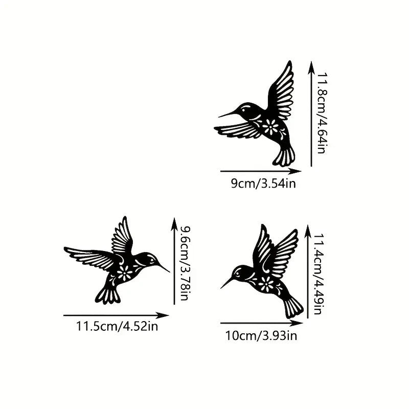 NEW Hummingbirds Metal Wall Decorations 3 Birds - FranksFunkyStuff