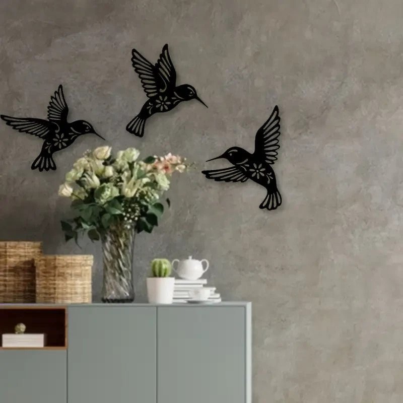 NEW Hummingbirds Metal Wall Decorations 3 Birds - FranksFunkyStuff