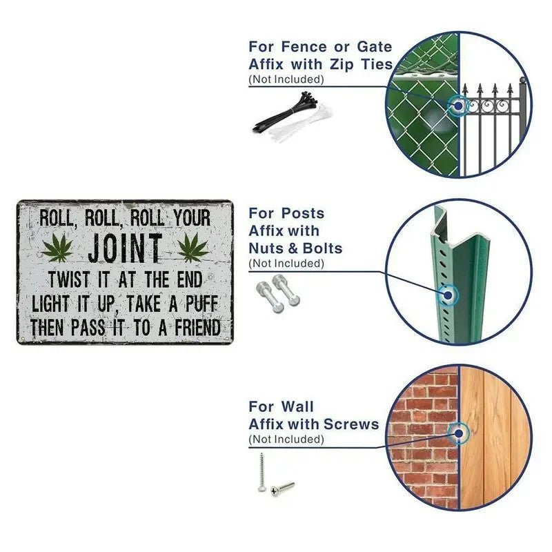 NEW Humorous Roll, Roll Your Joint Metal Sign - FranksFunkyStuff