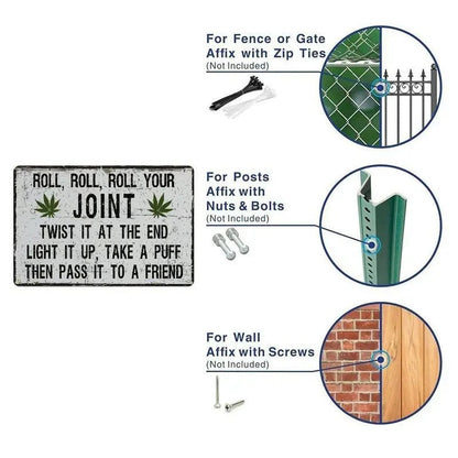 NEW Humorous Roll, Roll Your Joint Metal Sign - FranksFunkyStuff