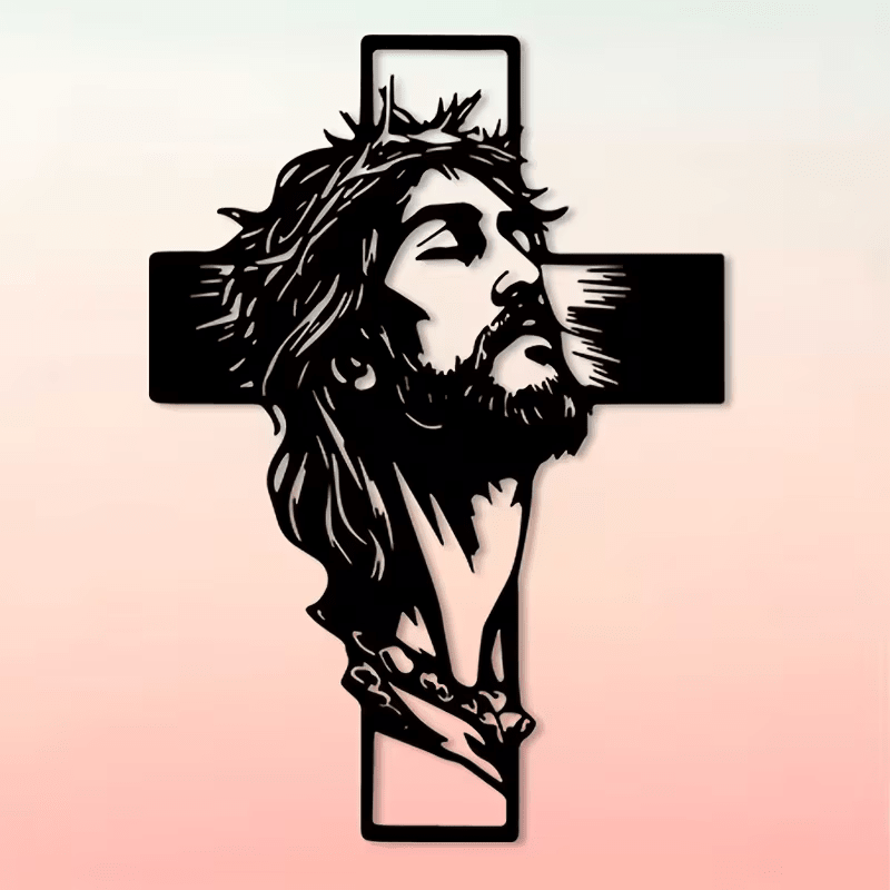 NEW Jesus on the Cross, Metal Wall Art Silhouette, LARGE SIZE 24 x 18.5 - FranksFunkyStuff