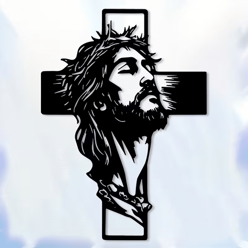 NEW Jesus on the Cross, Metal Wall Art Silhouette, LARGE SIZE 24 x 18.5 - FranksFunkyStuff