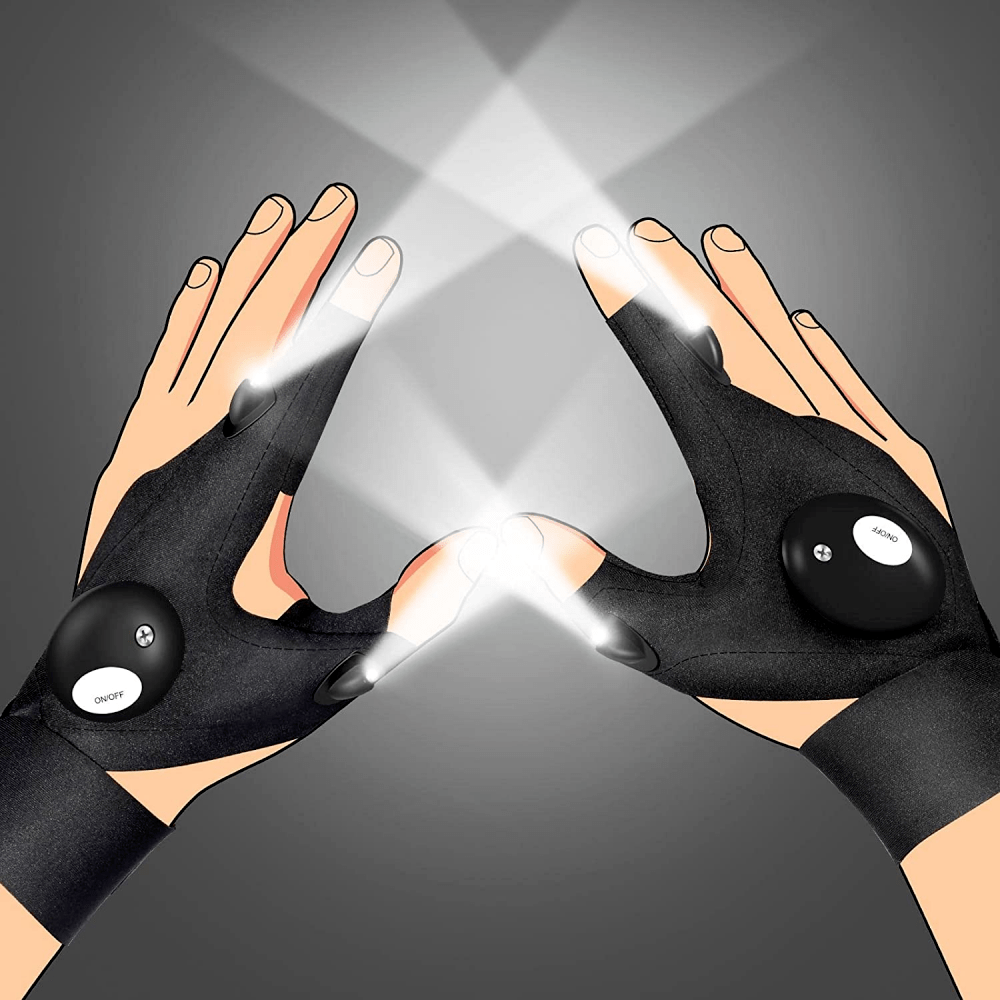 NEW LED Flashlight Gloves Waterproof Stretchy Fingerless Gloves USA STOCK - FranksFunkyStuff