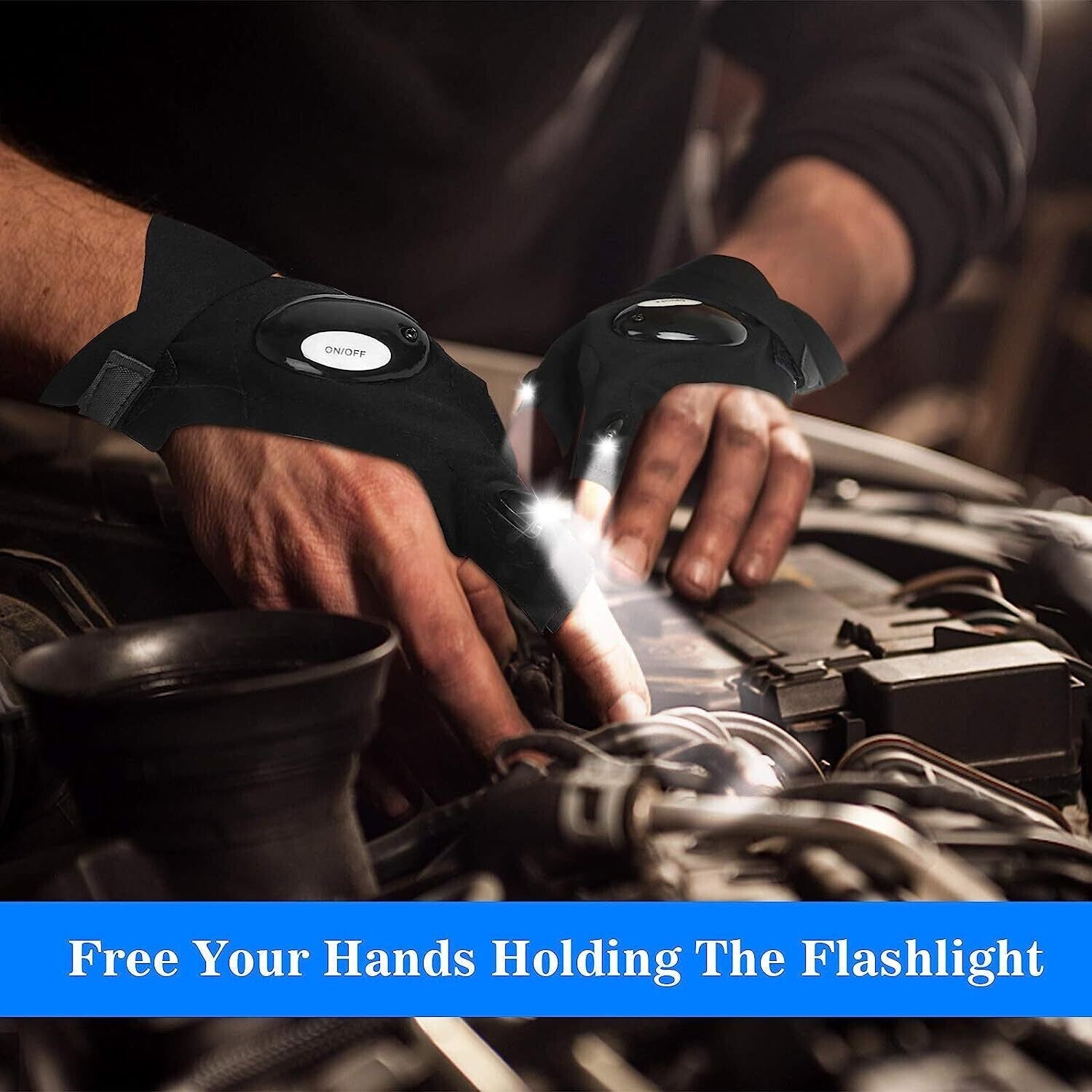 NEW LED Flashlight Gloves Waterproof Stretchy Fingerless Gloves USA STOCK - FranksFunkyStuff
