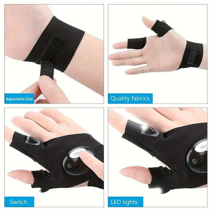 NEW LED Flashlight Gloves Waterproof Stretchy Fingerless Gloves USA STOCK - FranksFunkyStuff