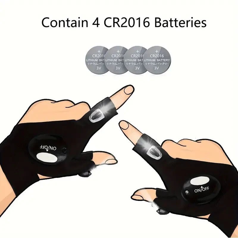 NEW LED Flashlight Gloves Waterproof Stretchy Fingerless Gloves USA STOCK - FranksFunkyStuff