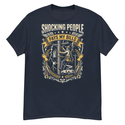 NEW LINMEAN T-SHIRT " SHOCKING PEOPLE PAYS MY BILLS" - FranksFunkyStuff