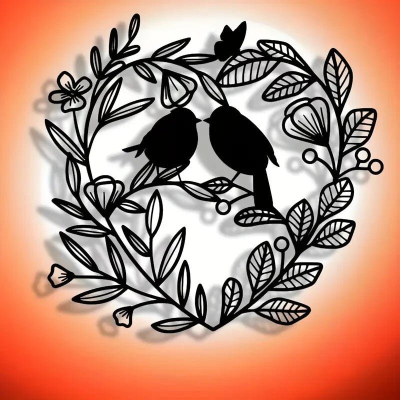 NEW Love Birds, Abstract Metal Wall Art with Birds & Branches - FranksFunkyStuff