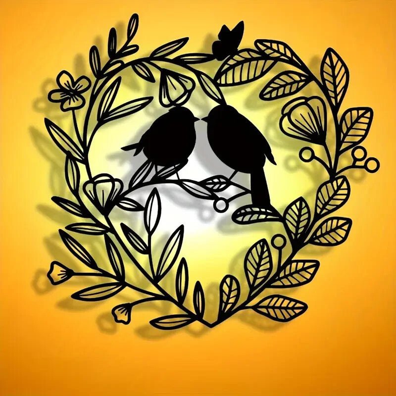 NEW Love Birds, Abstract Metal Wall Art with Birds & Branches - FranksFunkyStuff