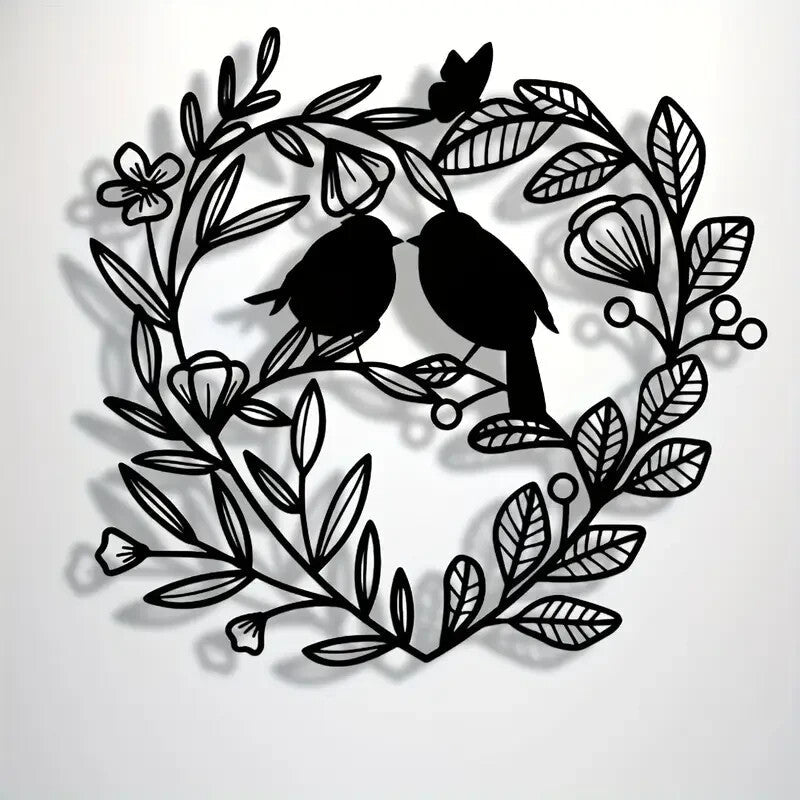 NEW Love Birds, Abstract Metal Wall Art with Birds & Branches - FranksFunkyStuff