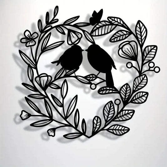 NEW Love Birds, Abstract Metal Wall Art with Birds & Branches - FranksFunkyStuff