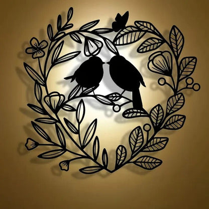 NEW Love Birds, Abstract Metal Wall Art with Birds & Branches - FranksFunkyStuff