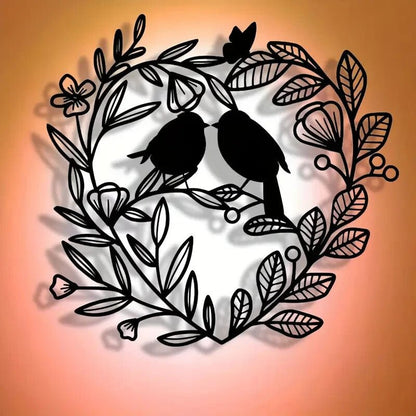 NEW Love Birds, Abstract Metal Wall Art with Birds & Branches - FranksFunkyStuff
