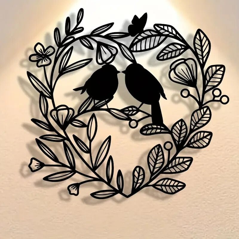NEW Love Birds, Abstract Metal Wall Art with Birds & Branches - FranksFunkyStuff