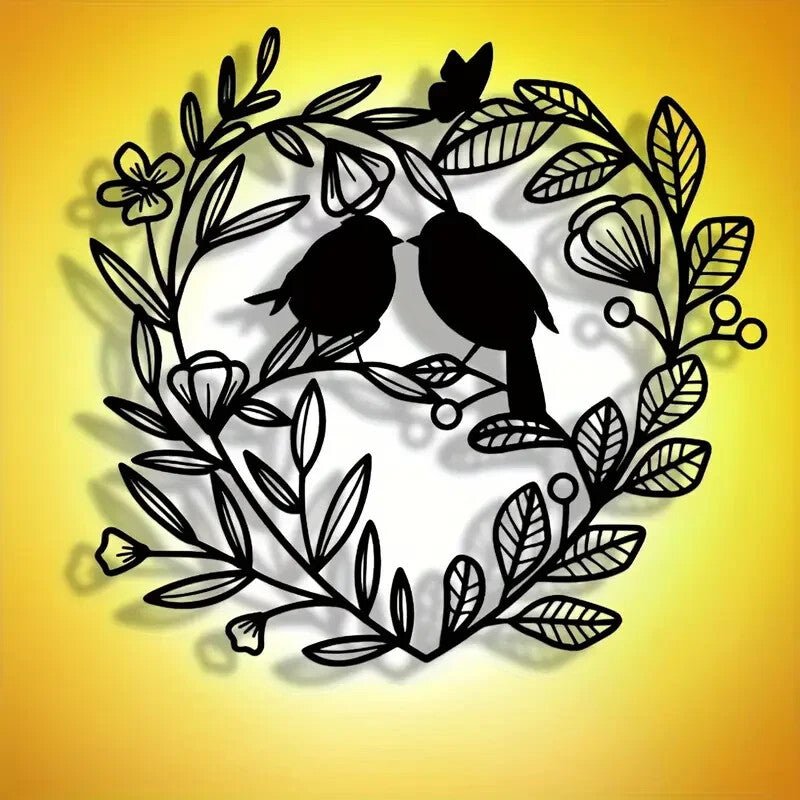 NEW Love Birds, Abstract Metal Wall Art with Birds & Branches - FranksFunkyStuff