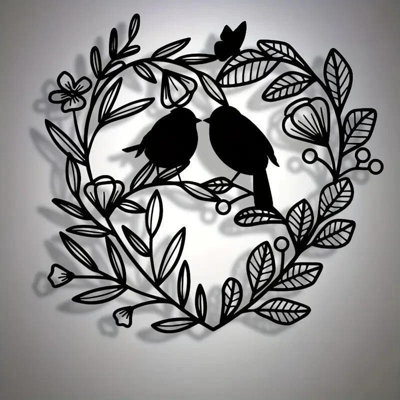 NEW Love Birds, Abstract Metal Wall Art with Birds & Branches - FranksFunkyStuff