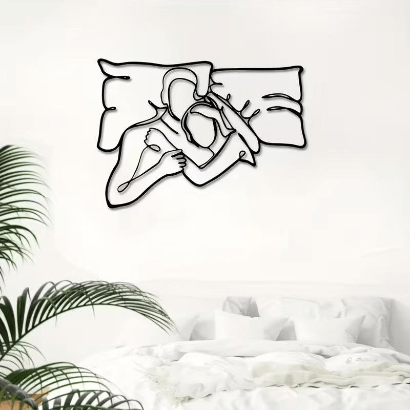 NEW Loving Couple Minimalist Metal Wall Silhouette - FranksFunkyStuff