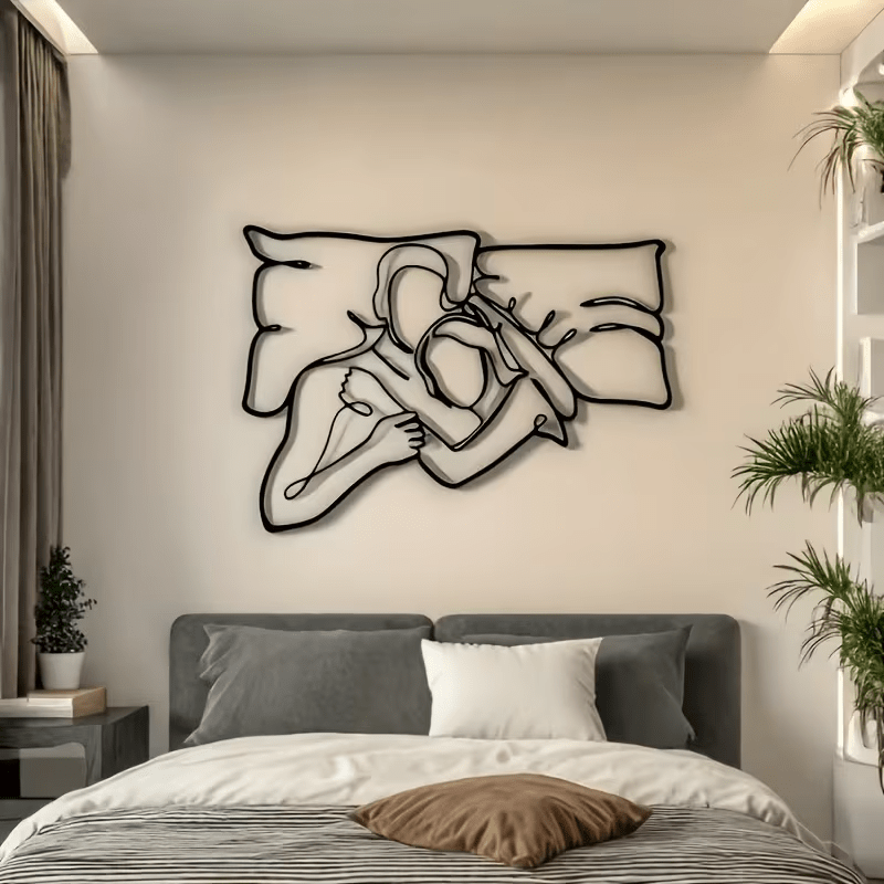 NEW Loving Couple Minimalist Metal Wall Silhouette - FranksFunkyStuff