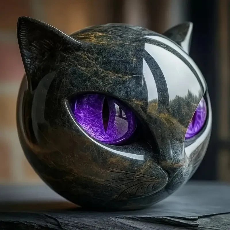 NEW Luxury Black Cat SCULPTURE With Realalistic Eyes - FranksFunkyStuff