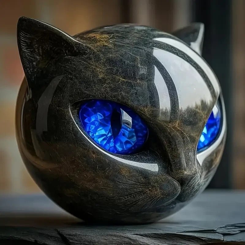 NEW Luxury Black Cat SCULPTURE With Realalistic Eyes - FranksFunkyStuff