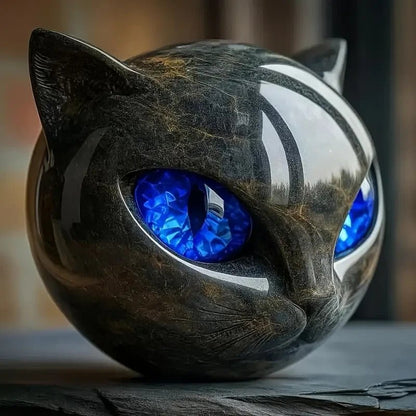 NEW Luxury Black Cat SCULPTURE With Realalistic Eyes - FranksFunkyStuff