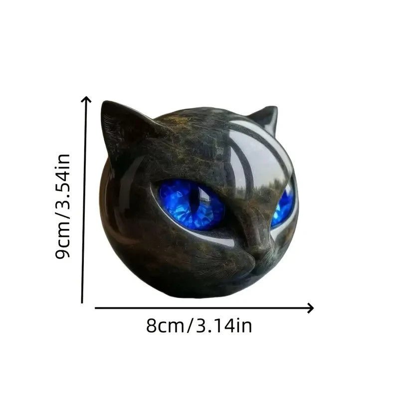 NEW Luxury Black Cat SCULPTURE With Realalistic Eyes - FranksFunkyStuff