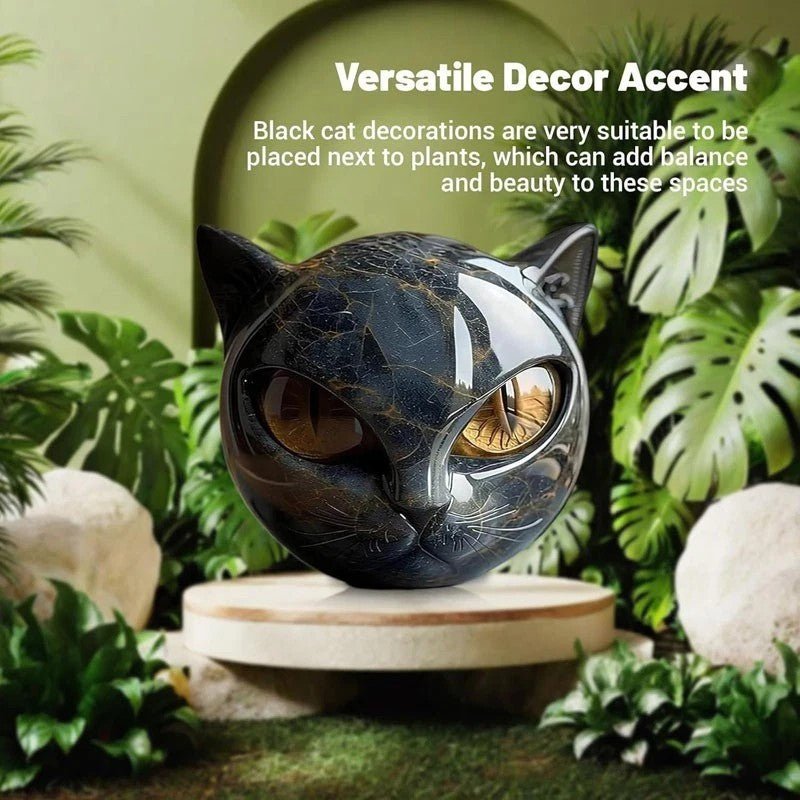 NEW Luxury Black Cat SCULPTURE With Realalistic Eyes - FranksFunkyStuff