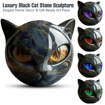NEW Luxury Black Cat SCULPTURE With Realalistic Eyes - FranksFunkyStuff