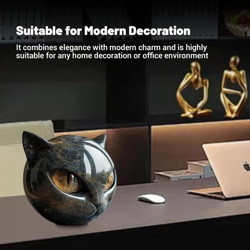 NEW Luxury Black Cat SCULPTURE With Realalistic Eyes - FranksFunkyStuff