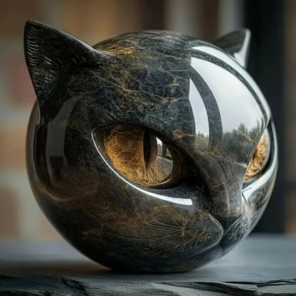 NEW Luxury Black Cat SCULPTURE With Realalistic Eyes - FranksFunkyStuff