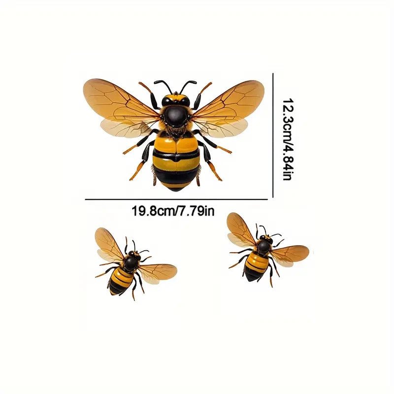 NEW Metal Bee Wall Art, 2D Flat ThreePiece Set Life Like - FranksFunkyStuff