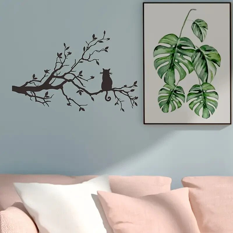NEW METAL CAT / BIRDS Silhouetette Wall Art, Birds and Cat on Tree Branches - FranksFunkyStuff