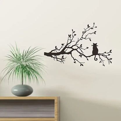 NEW METAL CAT / BIRDS Silhouetette Wall Art, Birds and Cat on Tree Branches - FranksFunkyStuff