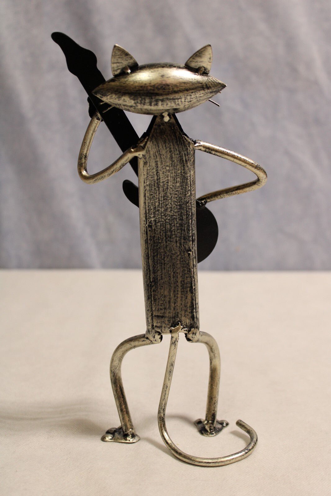 NEW Metal CAT Sculpture, Guitar Player - FranksFunkyStuff