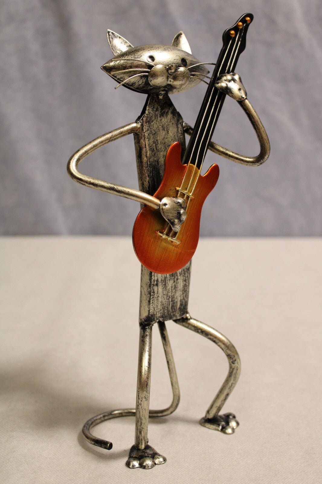 NEW Metal CAT Sculpture, Guitar Player - FranksFunkyStuff
